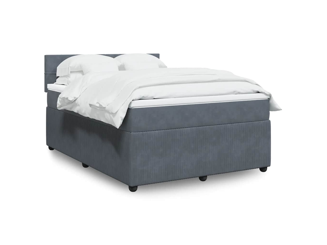 Vidaxl Cama Com Molas/colchão 160x200 Cm Veludo Cinzento-escuro