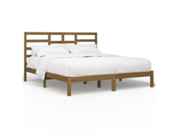 Bed Frame, Bed Frames Vidaxl Marrom Madeira (200 X 200 Cm)