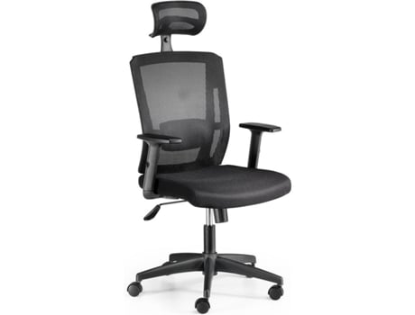 Cadeira de Escritório Executiva  Sofía Preto (Apoio Cabeça - Braços reguláveis - Malha e Tecido)