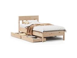 Bed Frame, Bed Frames Vidaxl Marrom Madeira De Pinho (75 X 190 Cm)
