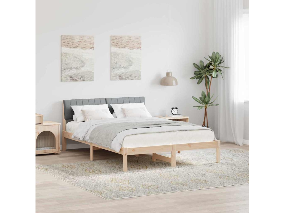 Vidaxl Estrutura Da Cama Marrom E Cinza Claro 135 X 190 Cm