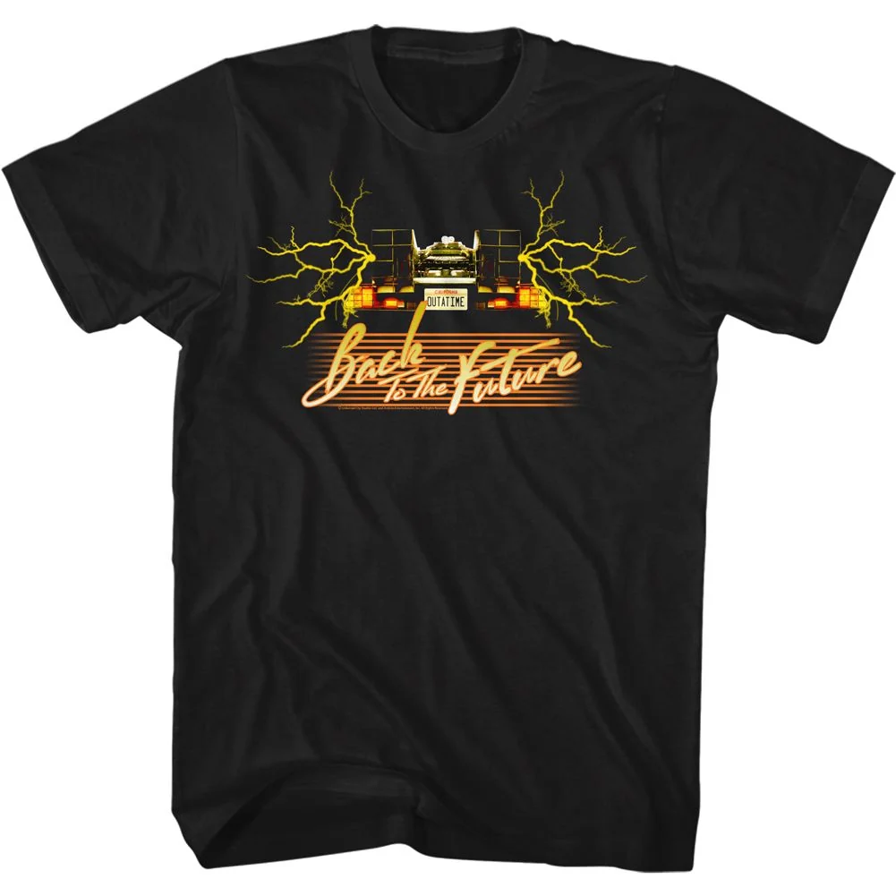 Rockinstone Back To The Future Movie Yellowcar Black Adult T-shirt Size:xl