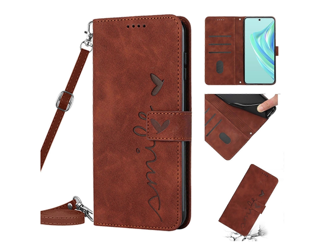 Capa De Celular Motorola Moto G73 Em Couro Sintético Com Estampa De Coração E Cordão.