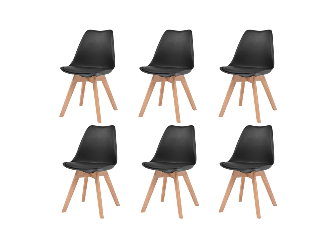 Cadeiras De Jantar 6 Pcs Plástico Preto Lovely Home