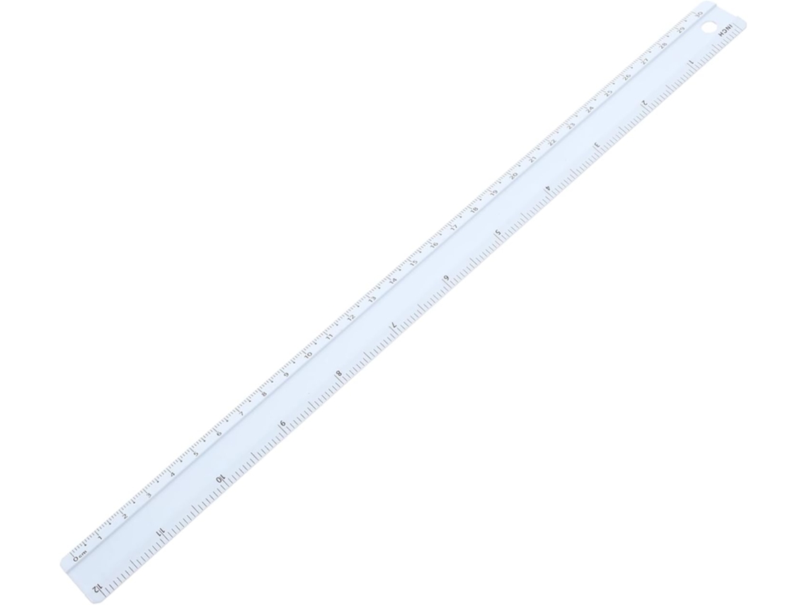 Régua Reta Canight De 30cm Em Liga Alumínio Para Desenho Geométrico, Com Marcações Em Centímetros E Polegadas