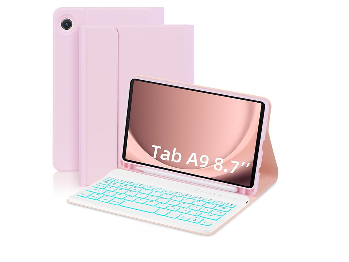 Capa de Teclado Bluetooth XIAOMOYU para Samsung Tab A7lite 8.7 com retroiluminação colorida e português