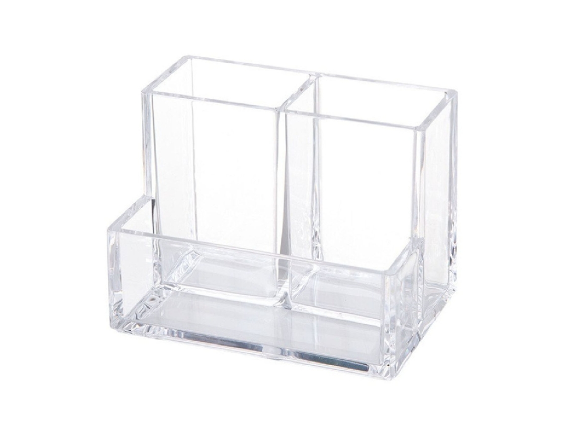 Porta canetas de acrílico transparente 3 compartimentos S/MARCA