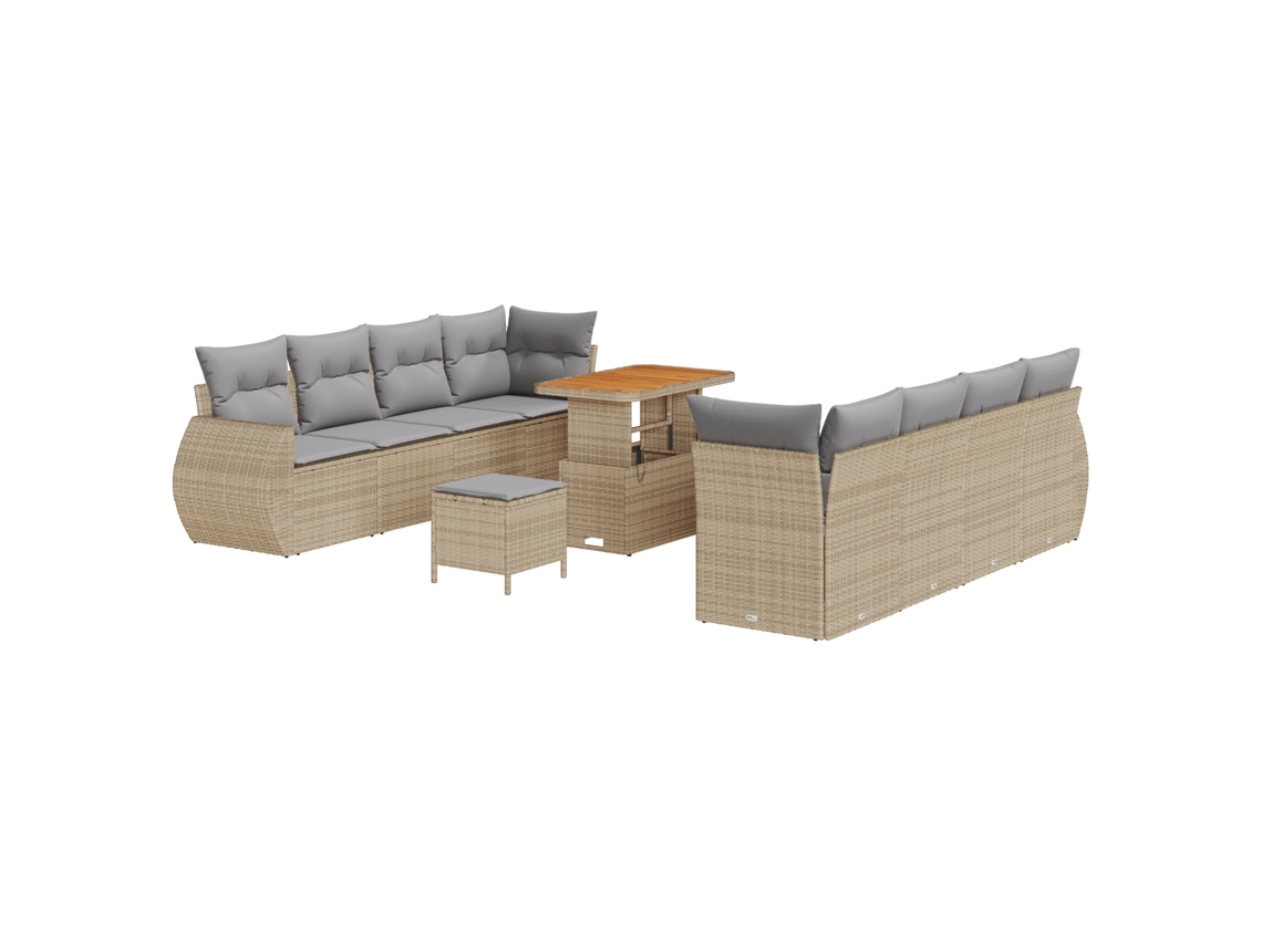 Conjunto 11 Conjunto De Sofá Modular Vidaxl Bege Vime Pe (90 X 55 X 71 Cm)