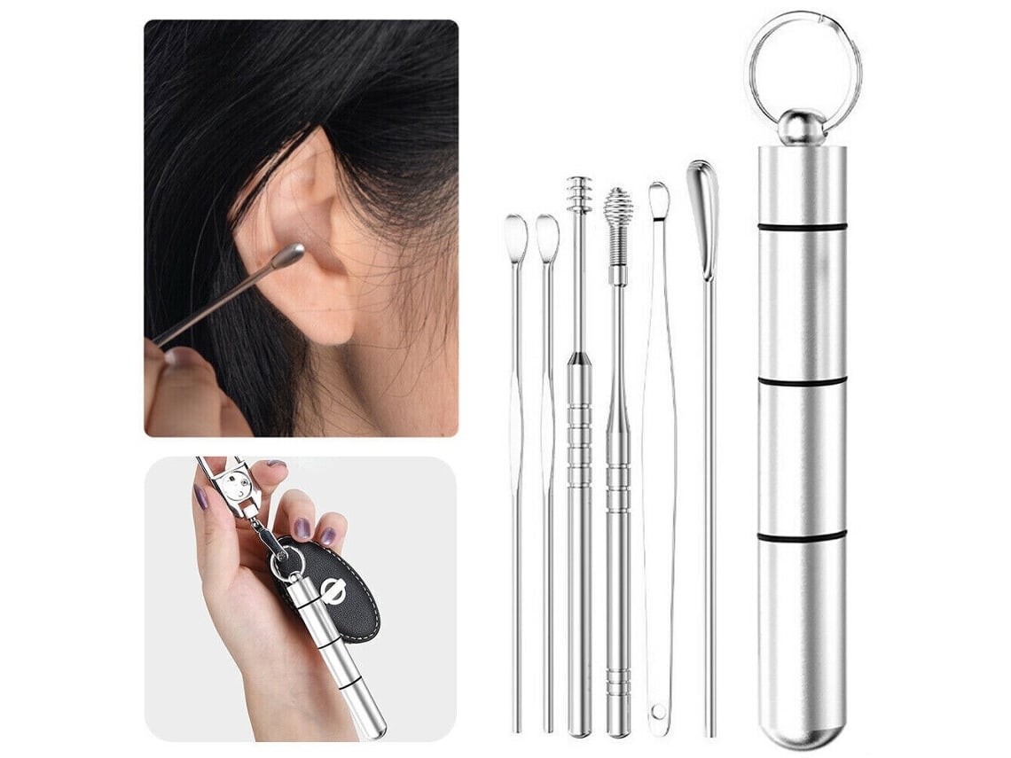 Kit de Remoção de Cera do Ouvido com Espátula em Espiral de 6 Peças, Compacto, Recarregável, Uso Diário, Higiênico, Compacto, Recarregável STELASPLEN