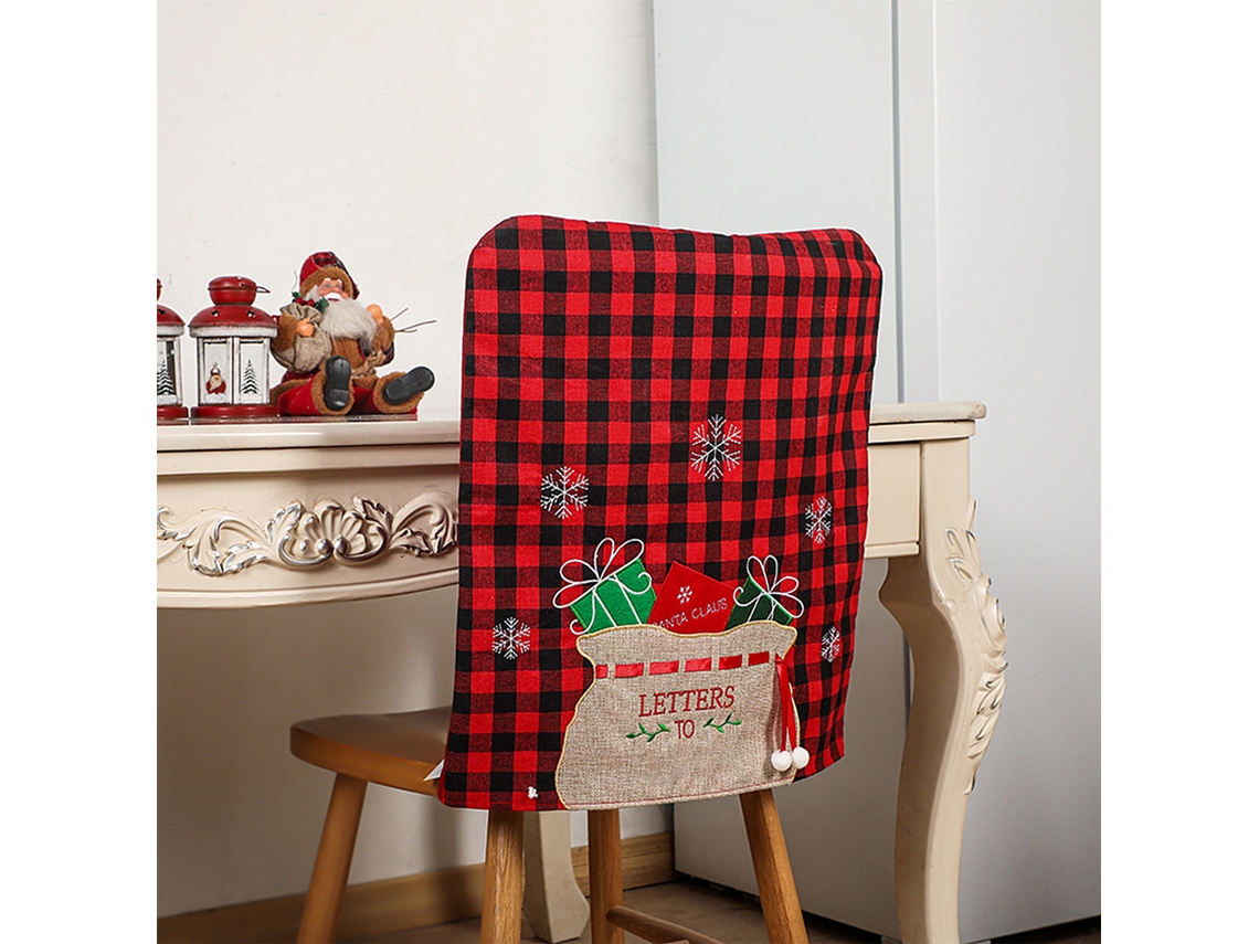 Laxiscreed Pack De 4 Capas De Cadeira Natalinas Xadrez Para Decoração Festiva