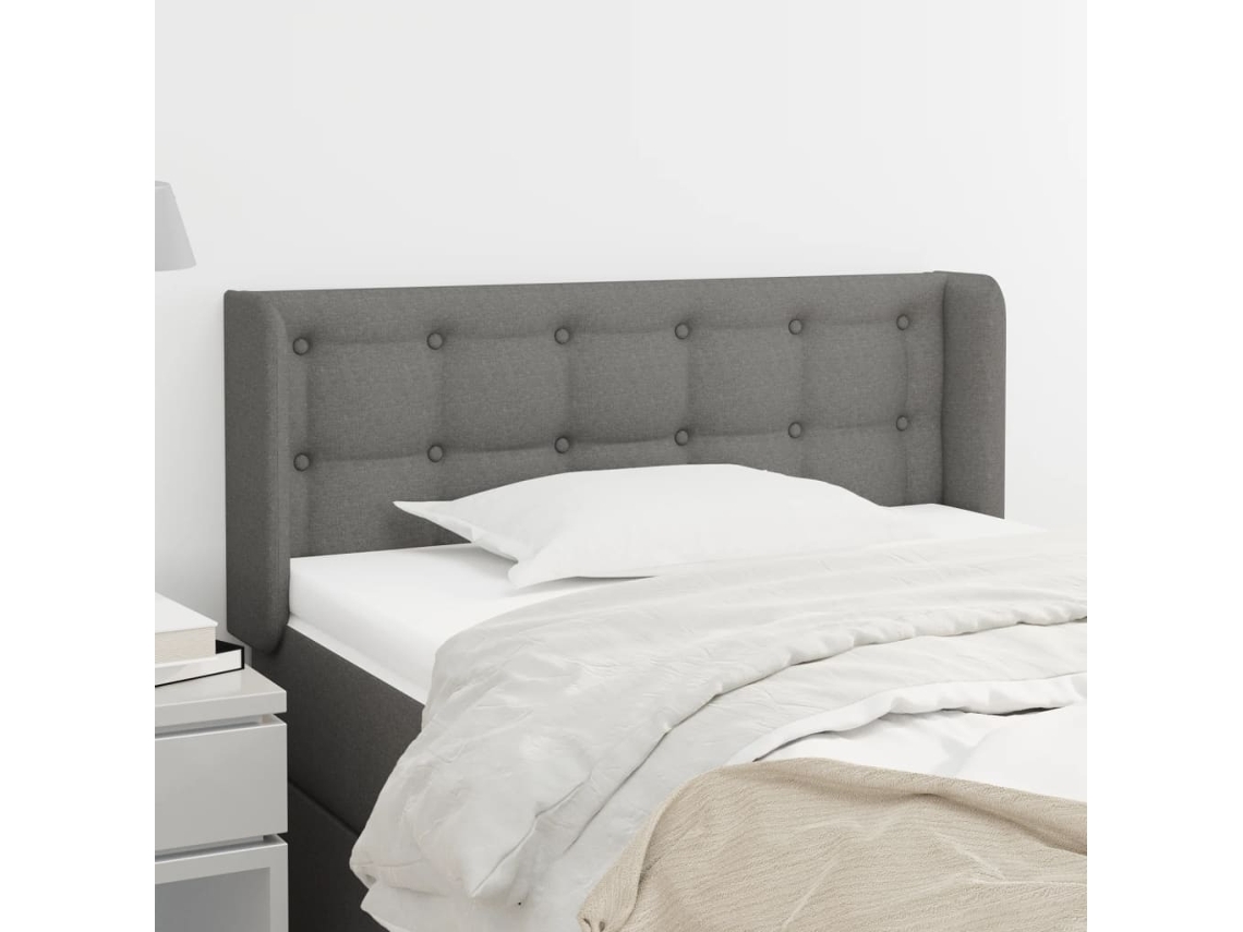 Vidaxl Cabeceira De Cama C/ Abas Tecido 103x16x78/88cm Cinzento-escuro
