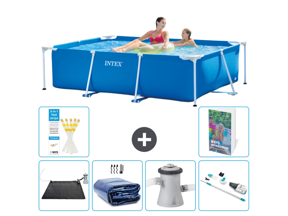 Intex Piscina Com Estrutura Retangular - 220x150x60 Cm - 7-peças S82