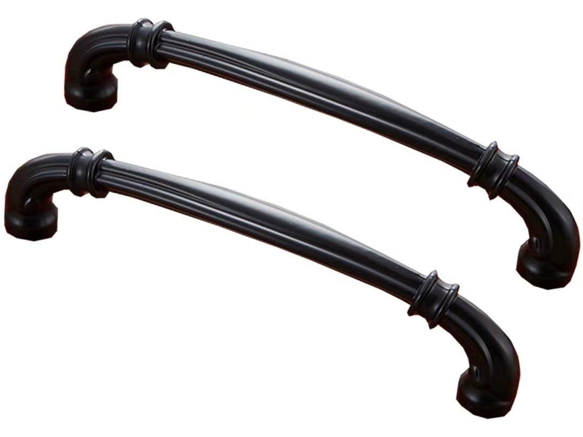 Conjunto De 2 Puxadores Madeira Para Armários E Gavetas, Ideais Para Portas E Móveis De Cozinha Cor Preto