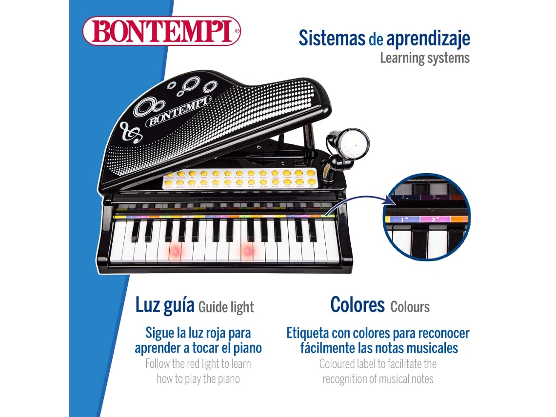 Piano Musical Infantil Microfone Banquinho Função Gravação