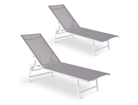 Conjunto de 2 Espreguiçadeiras Reclináveis para Exterior Dana Light Grey MC HAUS