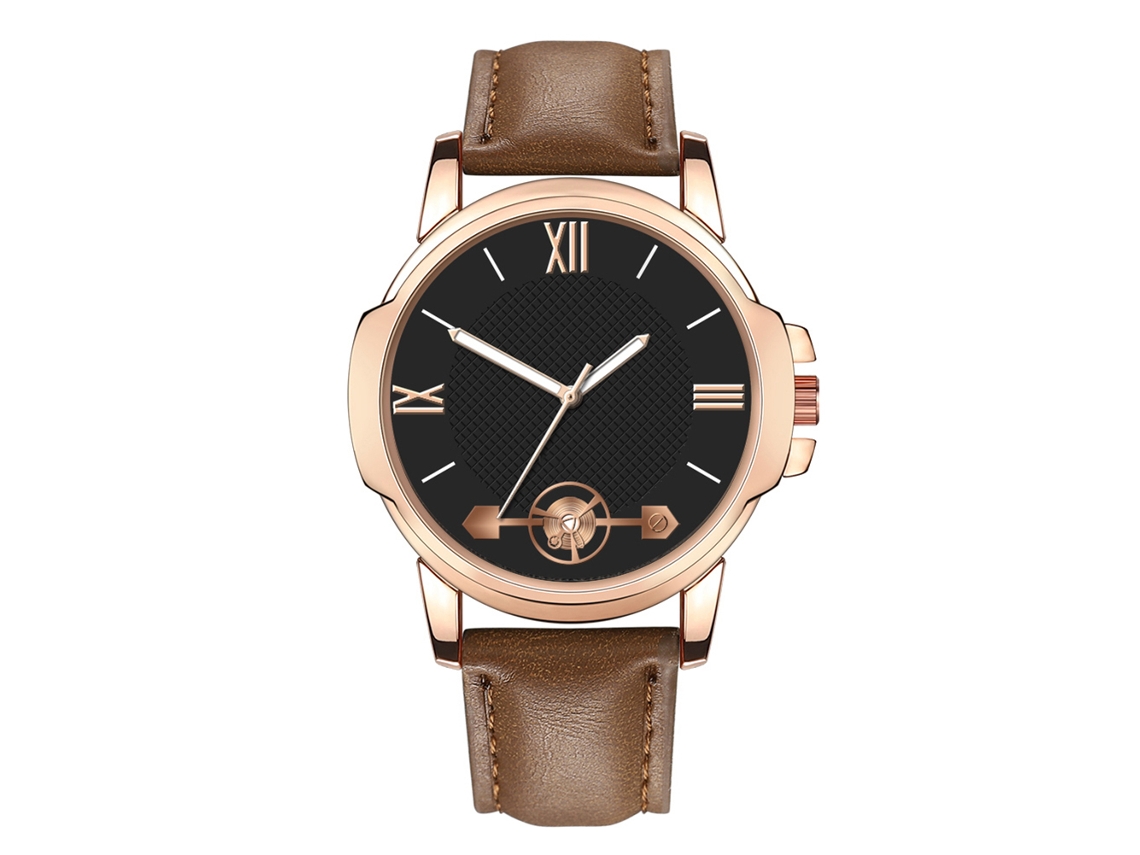 Relógio de quartzo com pulseira de couro PU, estilo moderno e simples para homens.