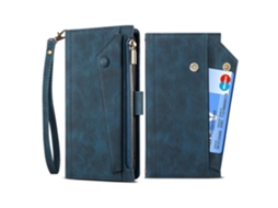 Lurelia Capa Carteira Com Zíper Para Iphone 14, Azul