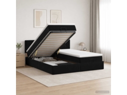 Vidaxl Cama Ottoman Com Colchão E Led Preto 200 X 200 Cm Veludo