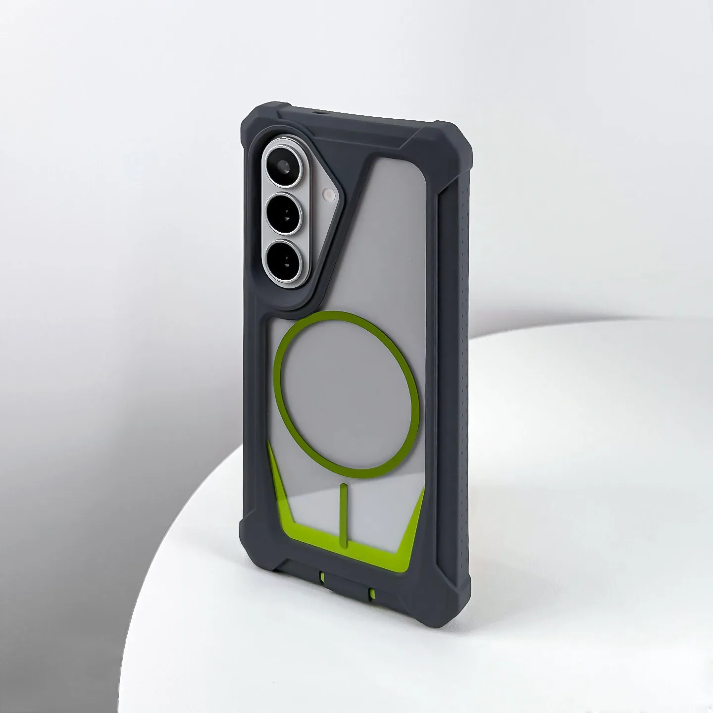 Capa Protetora Magsafe (preta/verde) Para Galaxy S23 Plus, Resistente A Quedas Nos Quatro Cantos, Transparente.