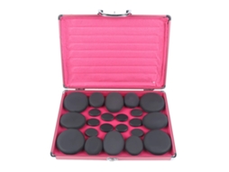 Kit de Massagem com Pedras Quentes, 20 Pedras de Basalto, Caixa de Aquecimento Inclusa, Preto OEM