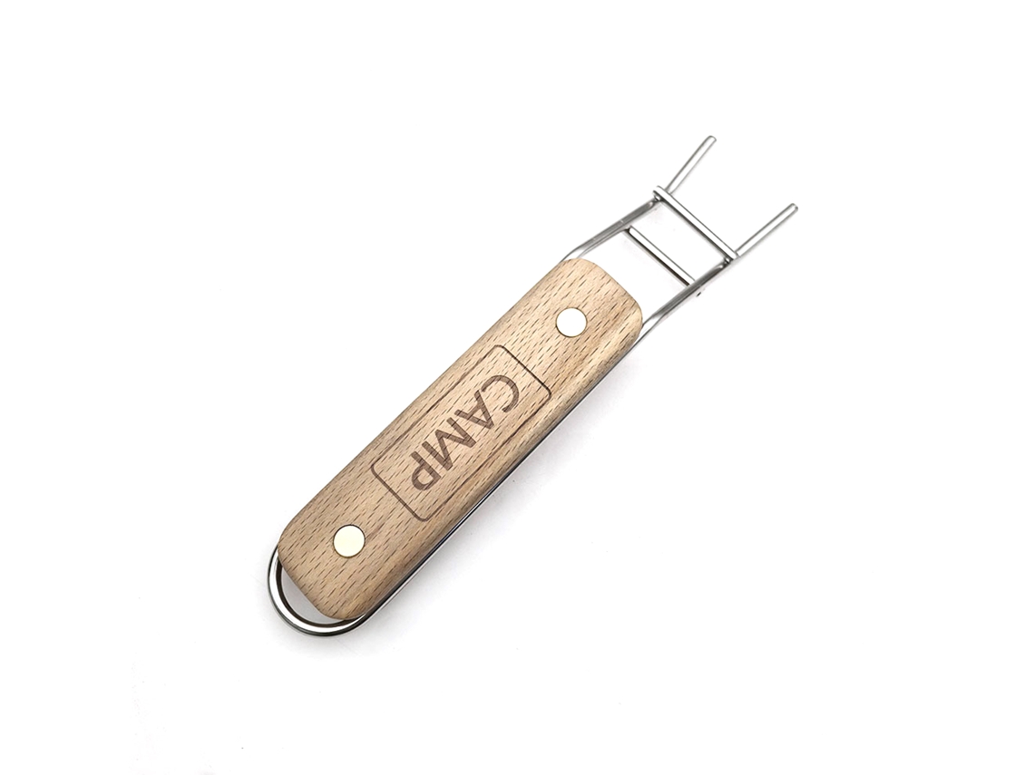 Puxador de Grade de Churrasco Inox com Cabo de Madeira