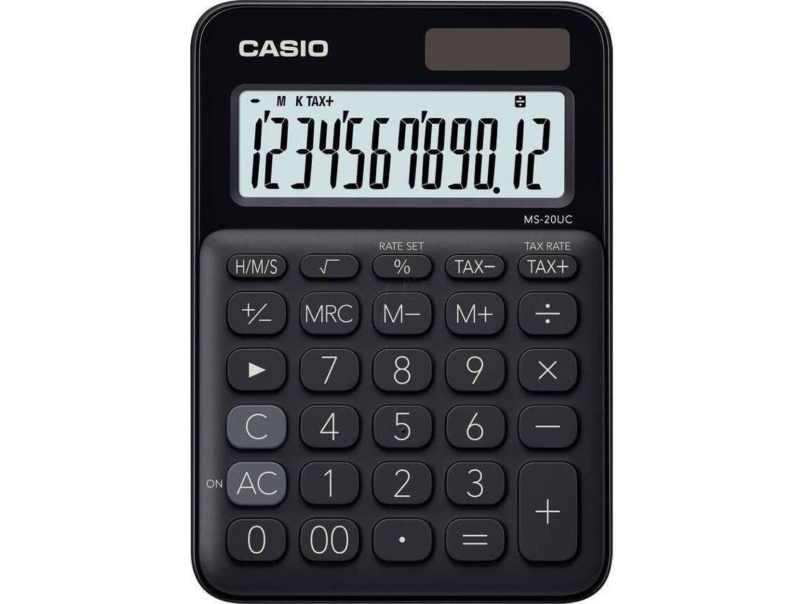 Calculadora Básica CASIO MS-20UC-BK Preto (Outlet Caixa Aberta - 12 dígitos)