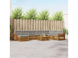 Vidaxl Conjunto De Sofás Para Exterior 9 Unid. Cinza Natural E Claro