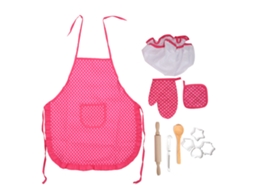 Ats set de Cozinha e Confeitaria para Crianças com Avental Brinquedos de Cozinha Role Play Presente Red Dot