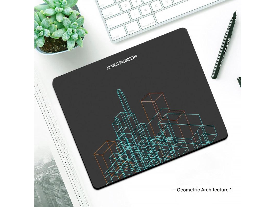 Mouse pad quadrado com padrão geométrico arquitetônico para jogos em pequenos escritórios, grosso e fofo, C Ywp (1 peça, 210 x 260 x 4 mm)