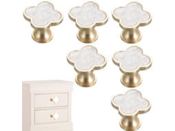 Conjunto de 6 Puxadores Trevo Quatro Folhas Dourados BRILVIBERA