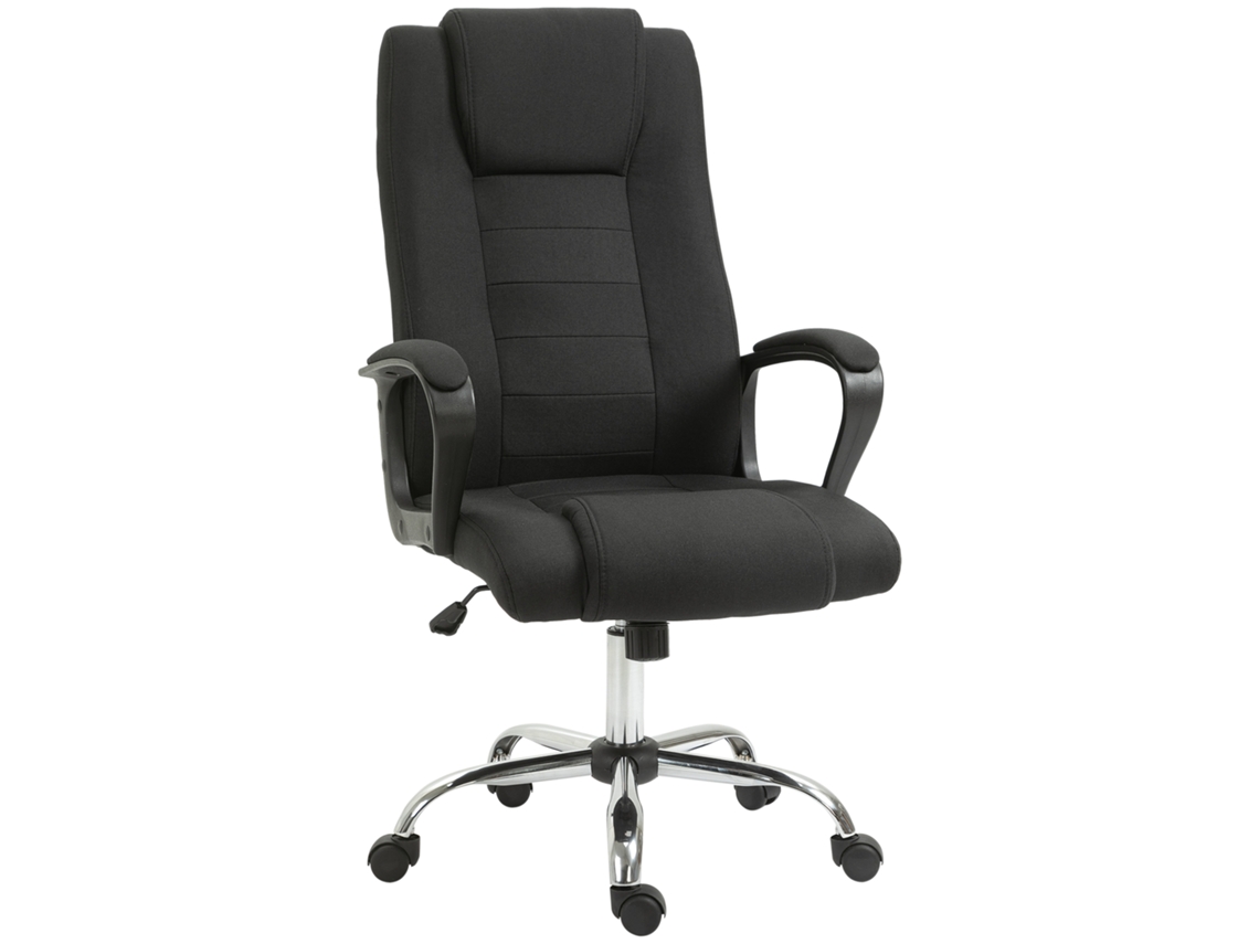 Cadeira De Gerente Ergonômica Giratória Com Rodas, Altura Ajustável, Preta