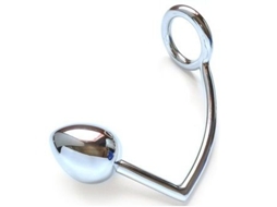 Anel Peniano De Metal Com Pérola Anal 40mm Prata