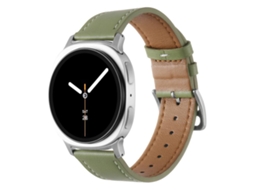 Bracelete para Samsung Galaxy Watch 8 / 8 Classic Couro Genuíno com Fivela Prateada em Aço Inoxidável Verde Abacate XIAOMOYU