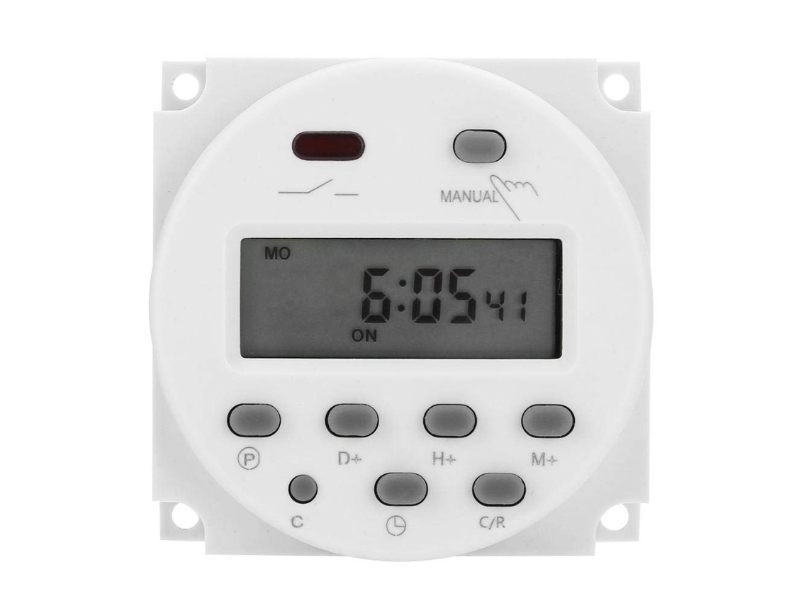 TEMPORIZADOR digital programável com LCD, 12V DC/AC, 16A, com bateria em BRILVIBERA