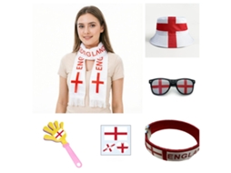 Kit Acessórios Bandeira Inglaterra Copa do Mundo 2026, Cachecol Chapéu Óculos Pulseira Adereços Adepto Seleção Inglesa Premium STELASPLEN
