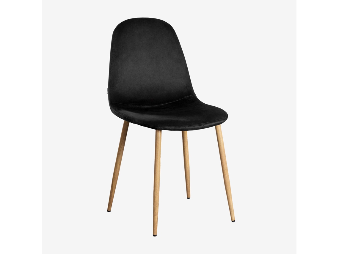 Sklum Glamm Estofada Cadeira De Jantar Poliéster     Madeira Natural                  Velluto Preto                               Veludo