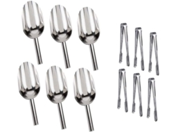 Conjunto De 6 Pinças Gelo E Copos Medidores Black Menba Sweet Candy Buffet, Cor Prata
