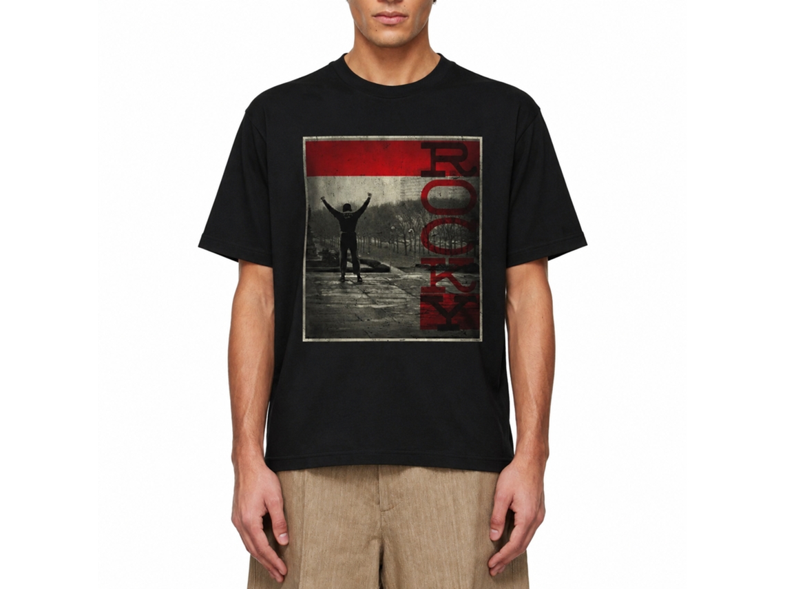 Rockinstone Rocky Movie Faded Black Adult T-shirt Size:xxxl