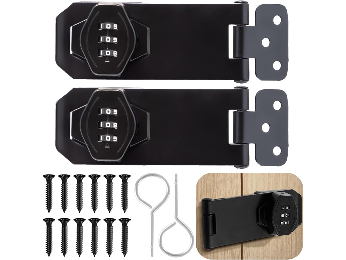 Fechadura de combinação de 2 peças, fechadura de porta com código de 4 polegadas, trinco de combinação, fechadura de combinação com parafusos.