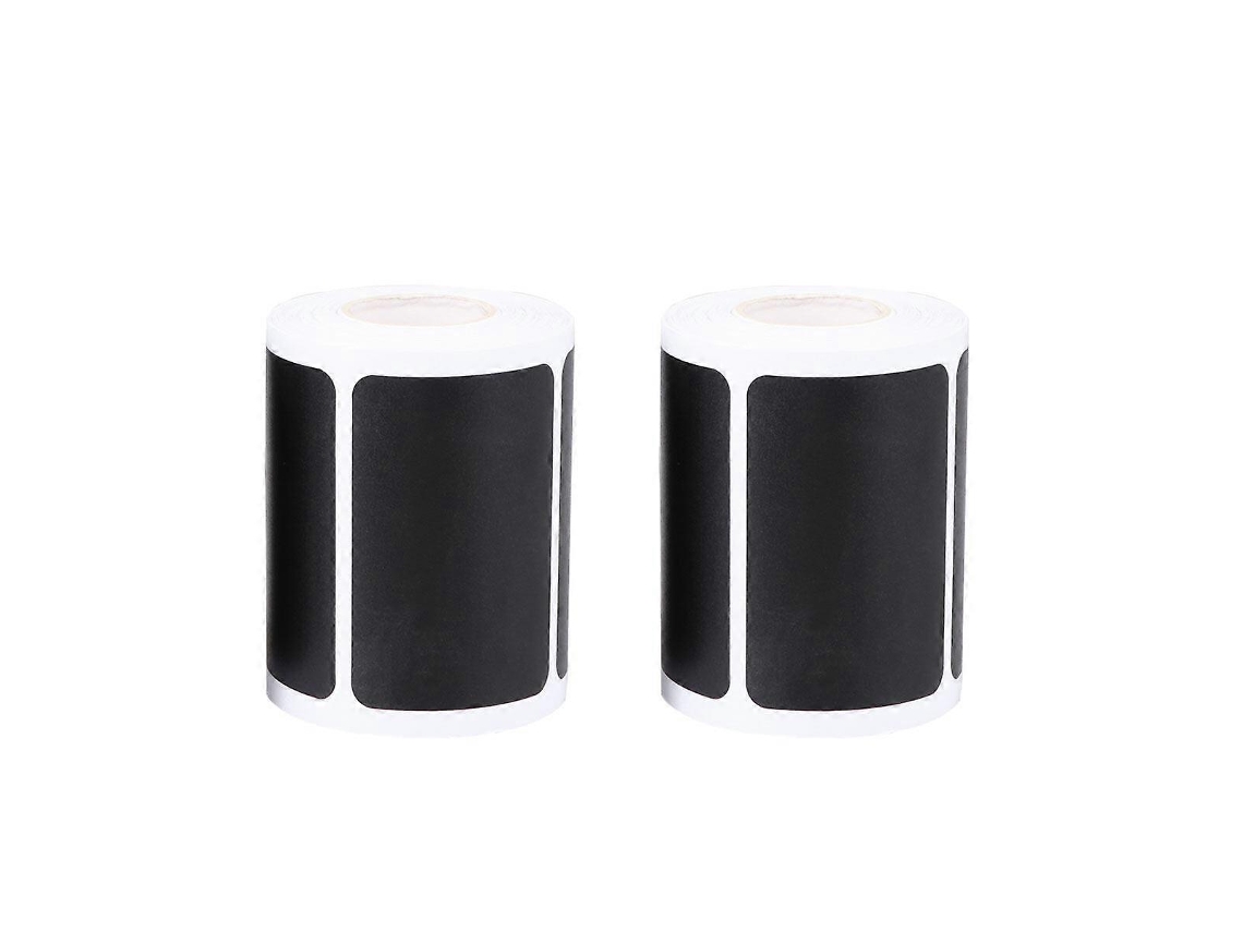 2 rolos de etiquetas adesivas removíveis de cera preta para recipientes, garrafas, livros, geladeira, à prova d'água, 6×4cm, pretas