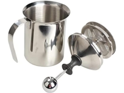 Espumador De Leite Em Aço Inoxidável Com Dupla Peneira, 400 Ml