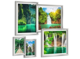 Conjunto De Pinturas Trópicos Cachoeiras Verde Da Natureza Espelharte (5 Peças)