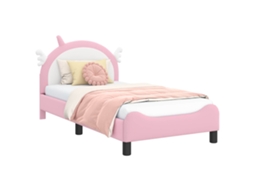 Cama De Solteiro | Camas Para Quarto | Estrutura De Cama Infantil Com Cabeceira Rosa 80 X 160 Cm Pu