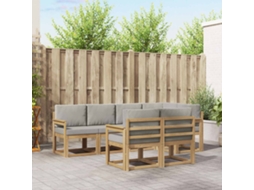 Vidaxl Conjunto De Sofás Para Exterior 7 Pcs Branco E Cinzento-claro