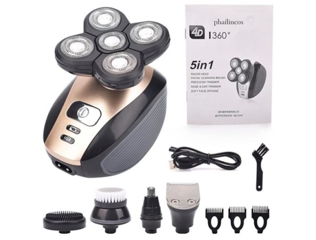 Aparador de barba elétrico 5 em 1 Aparador de barba elétrico para homens USB 5 cabeças flutuantes Aparador de barba Navalha tipo sem caixa Changm