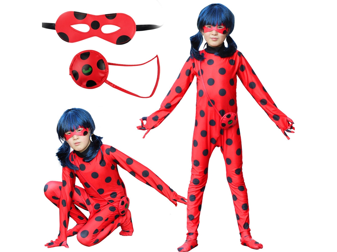 Mali fantasia de Joaninha Infantil Macacão Carnaval Halloween Cosplay Set Vermelho