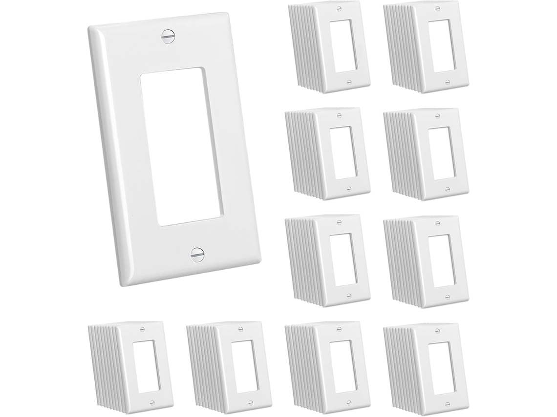 Placas de Parede Decorativas, Pacote com 100 Unidades, para Tomadas Elétricas, Interruptores de 1 Módulo, Tamanho Padrão 2, 76” X 4, 5” BRILVIBERA