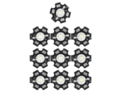 Conjunto de 10 Leds de 1w para Iluminação Diy, com Base de Alumínio, 6500k, 90lm, 20mm, Luz Branca. CHABERLU
