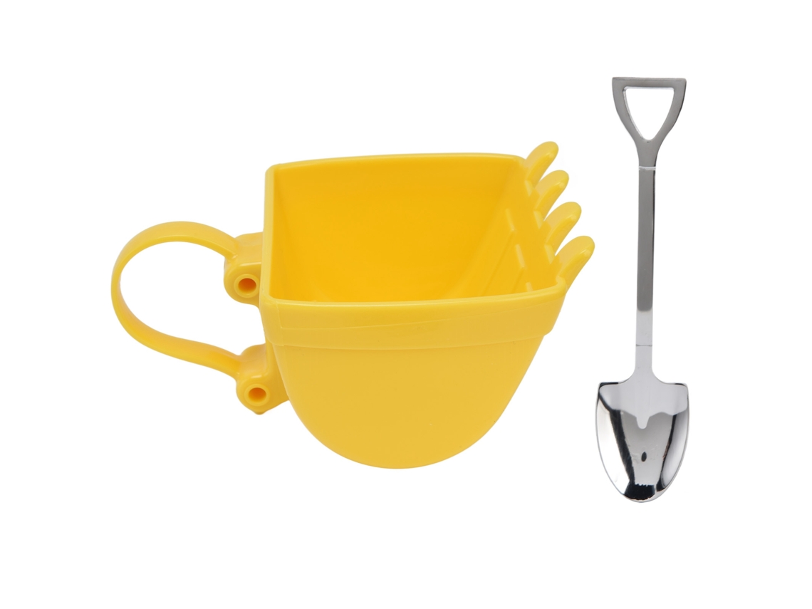 Copo Balde Escavadeira 330ml com Colher pá Regalo Aniversário