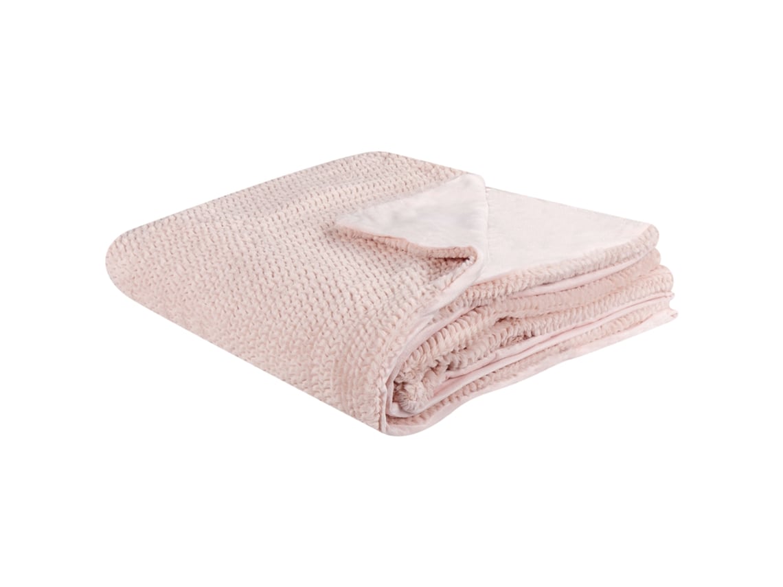 Colcha Decorativa Beliani Bjas De Poliéster Rosa 200x220x1